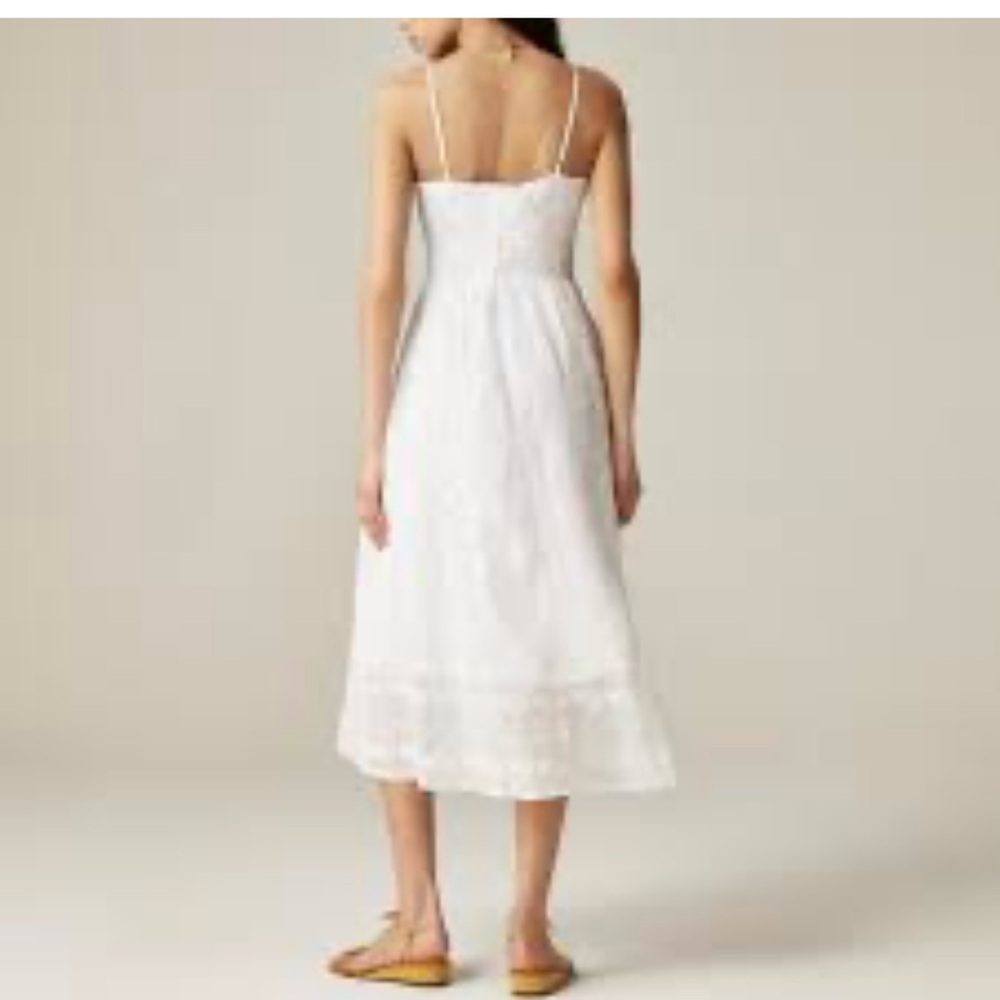 NWT J Crew Augusta ramie white embroidered midi dress - Picture 5 of 9